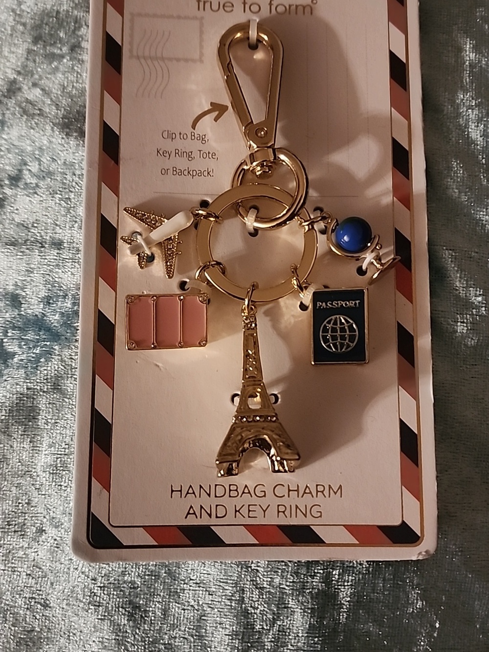 Gold Eiffel Towe✨️r Charm/ Key Ring with Passport & Blush🩷 Luggage CharmNWT